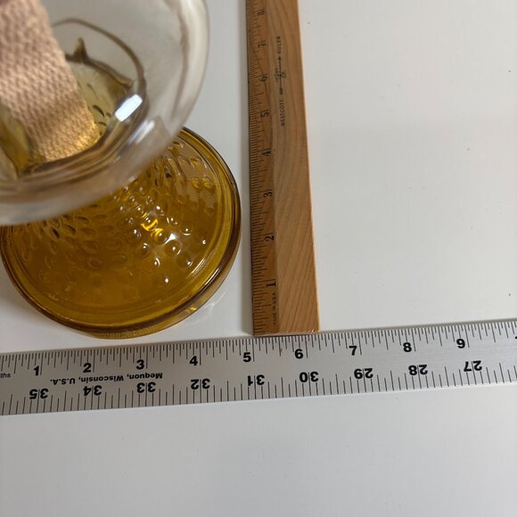 Glass Hurricane Oil Lamp Amber Base Clear Chimney Vintage - Picture 5 of 7